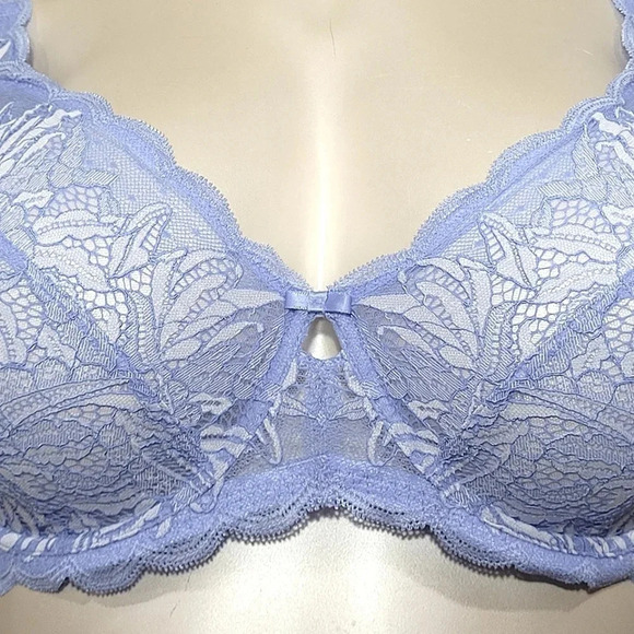 34C Felina 115073 Peridot Lace‎ Unlined Underwire Bra Periwinkle NWT - Picture 2 of 7
